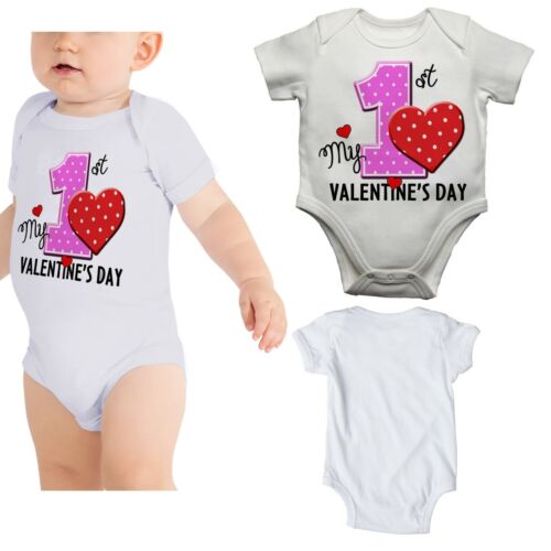 Baby Vest Bodysuit grow My First 1st Valentines Day Toddler Newborn Gift White 