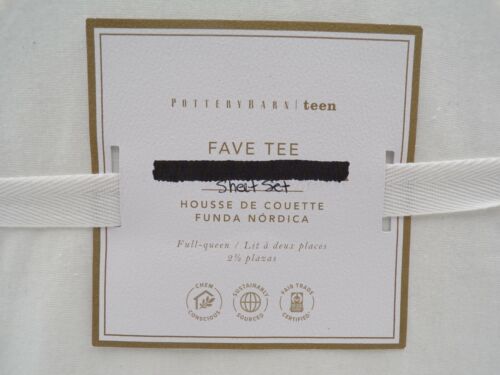 Details about  / Pottery Barn Teen Favorite Tee Extra Soft Cotton Sheet Set Queen White #296G