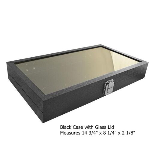 1 Glass Top Lid Black 24 Space Jewelry Display Box Case Pendant Pin Brooch 