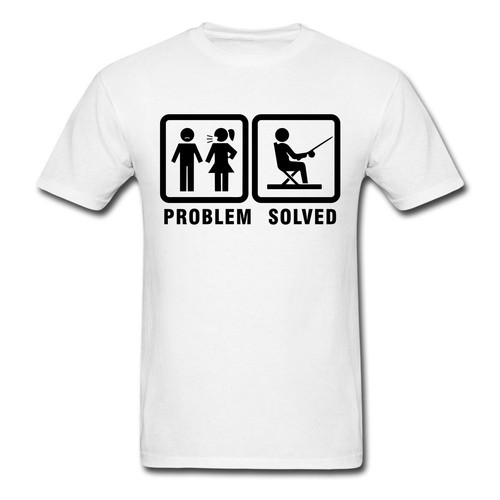 Problem Solved Fishing Tshirt Funny T Shirt Wife Marriage Birthday Christmas Gif