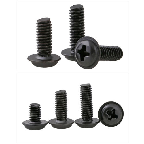 Details about / M2 M3 M4 Kreuzschlitz Linsenkopf m Flansch Maschinenschrauben Schwarze Verzinkt