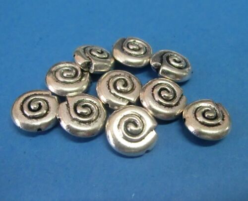 10 Métal Perles escargots Spacer 14x4mm Couleur Antique Argent #s080
