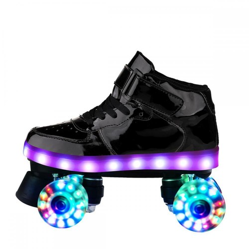Women Men LED Flash Light Roller Skates High-top Four-Wheel Double Row Youth Boy