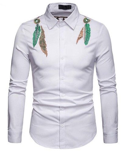 Men/'s Printed Fashion Long Sleeve Shirt Summer Slim Fit Casual V-Neck Shirts Top
