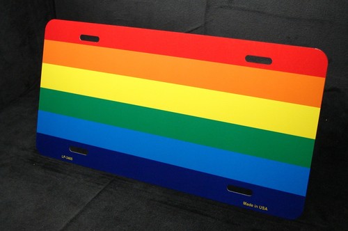 RAINBOW FLAG METAL NOVELTY LICENSE PLATE TAG FOR CARS LGBT movement