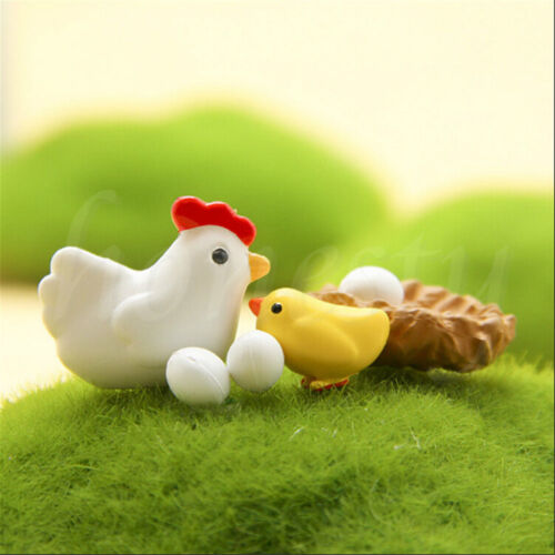 4/8 X Miniature Hen Chicken Egg Fairy Garden Ornament Bonsai  Dollhouse Decor 