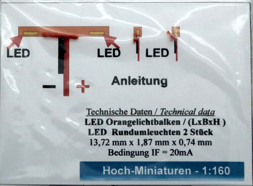 mit 2 Rundumleuchten Einsatz Hoch Miniaturen Spur N 1:160 Oranlichtbalken LED 