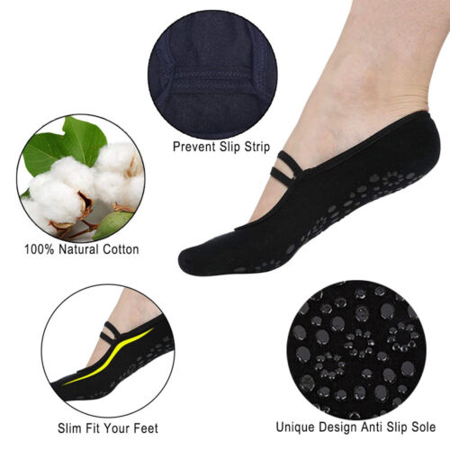 Ladies Women Sports Cotton Rich Pilates Yoga Non-Slip Grip Socks Quick-dry