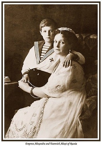 EMPRESS ALEXANDRA AND TSAREVICH ALEXEI OF RUSSIA PRINT.TSAR NICHOLAS II ROMANOV