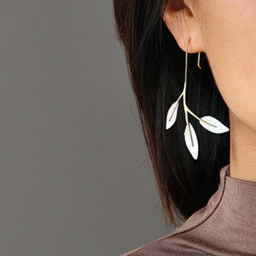 Minimalist Design Big Leaves Solid 925 Sterling Silver  Dangle Earring for Women