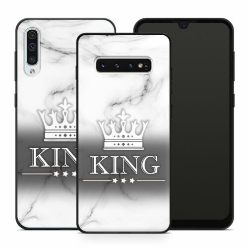 Funda de móvil lujo King y Queen para Samsung Silicona Funda mármol Marble rey