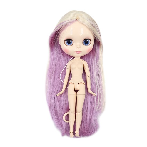 12/" Takara Blythe factory Nude Doll Jointed Body Pink Mix Yellow Straight hair