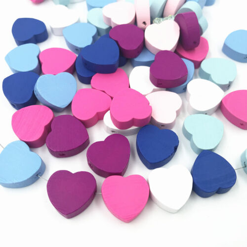 Wooden Heart Shape Wood Beads À faire soi-même Collier Make Kids Jouets Accessoires 17 mm