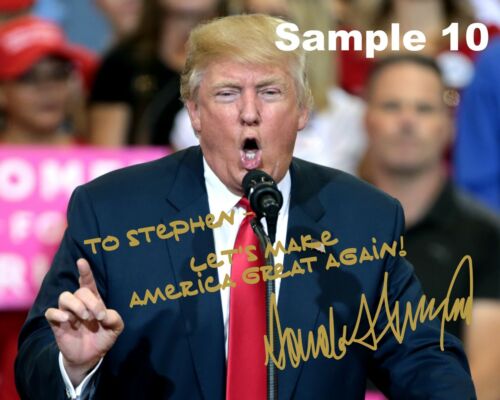 FREE SHIPPING! Customized President Donald Trump Gold Autographed 8x10 Photo