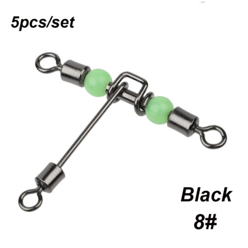 Rolling Swivel with Pearl 3 Way Connector T-shape Fishing Swivels Luminous