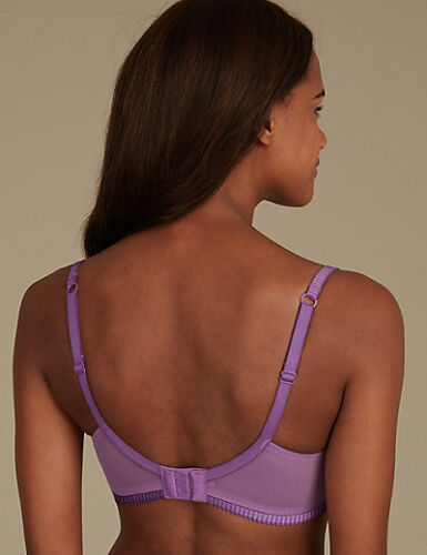 MARKS SPENCER M&S 2 PACK EMBROIDERED PADDED PLUNGE PURPLE BRAS 32 34 A # 