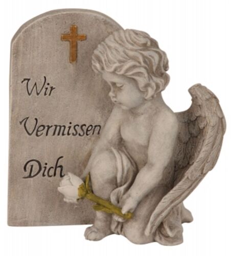 Garten Grabschmuck Grab Engel Friedhof Poly Engelsfigur Wir vermissen Dich 494