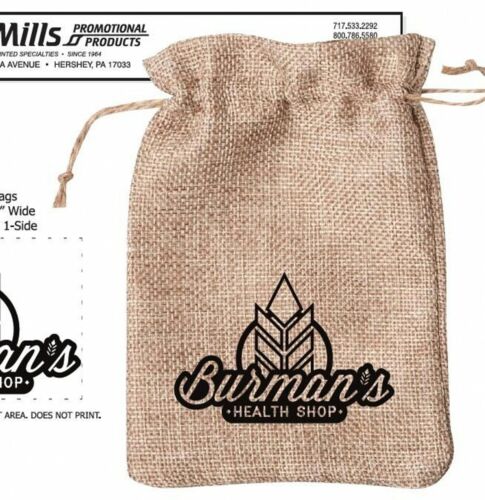 Wedding Natural Hessian Burlap Jute Favour Gift Bags Drawstring Sack Pouch Logo 