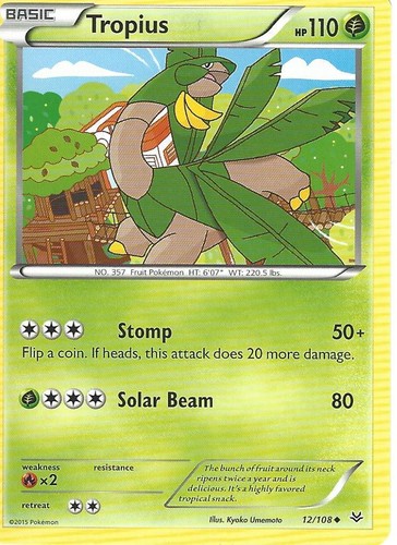 POKEMON XY ROARING SKIES CARD TROPIUS 12//108