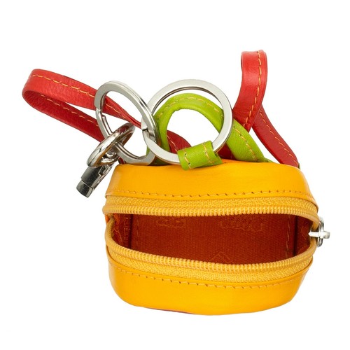 DuDu Portachiavi in Pelle Rosso a Zainetto Portamonete con cerniera zip