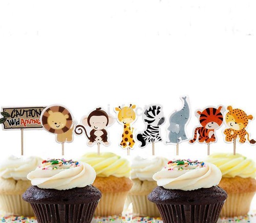 24PC Cupcake Topper Decor Sweet Party Birthday Supply Cake Animal Picks CAA