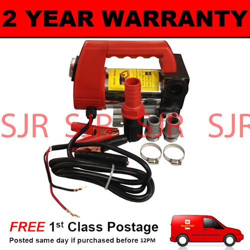 HEAVY DUTY 12V PORTABLE ELECTRIC FUEL DIESEL FAST TRANSFER PUMP ON BATTERY