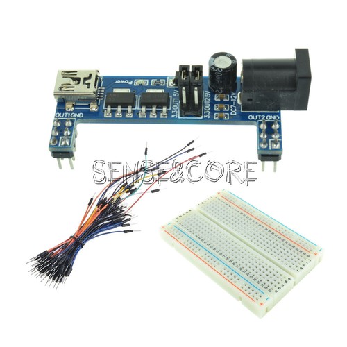 Jumper Cable MB102 Power Supply Module 3.3V 5V+MB102 Breadboard Board 400 Point