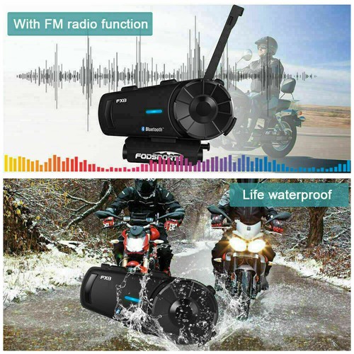 2x FX8 2000m 8Way Intercom Motorcycle Bluetooth Helmet Headset Interphone System