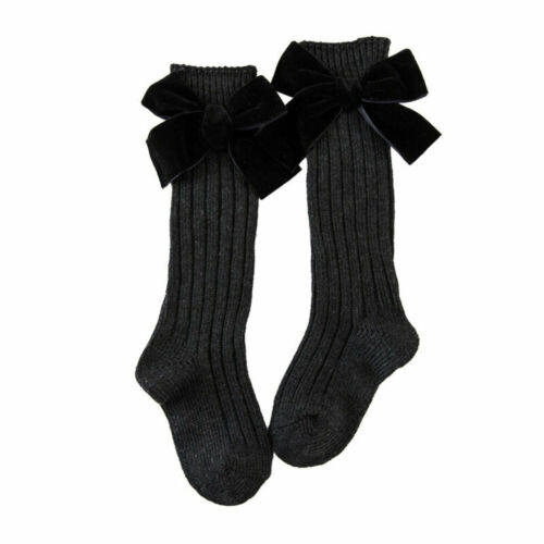 Cotton Long Socks Girl Dress School Stockings Knee High Bow Socks Toddler Infant