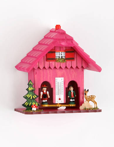 Schwarzwälder Wetterhaus pink aus Holz gefertigt 