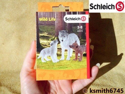 Schleich Wolf /& Cub Set Jouet en plastique Wild Zoo Animal figure dog Predator nouveau