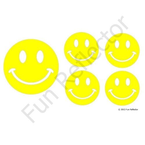 Yellow Happy Face Bicycle Reflective Stickers Decals