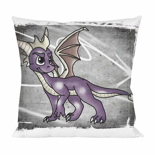 Grunge Spyro Illustration themed Throw Pillow Cover Satin Cushion Cover.