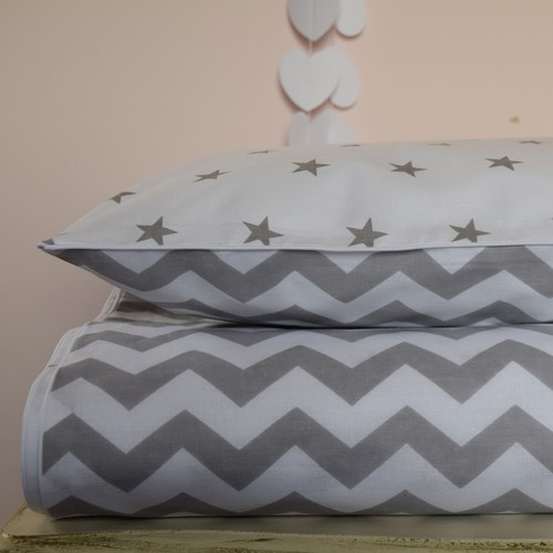 100/%COTTON Cot Bed Duvet Cover Set /& Bumper Stars Chevron Zig Boy Girl simply