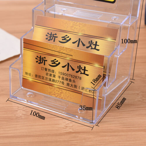 4 Pocket Desktop Clear Acrylic Business Card Holder Countertop Display Stand JH