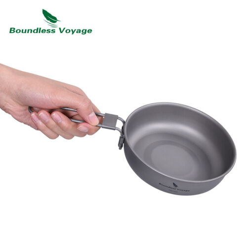 Titanium Frying Pan Ultralight Outdoor Skillet Griddle Camping Bowl Cookware 