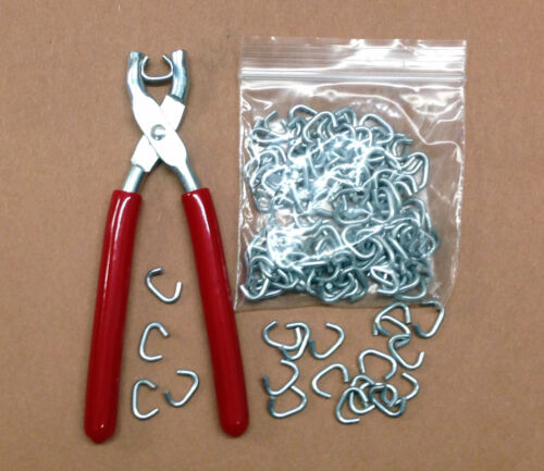 Hog Ring Pliers & 100 3/8" Hog Rings garland & wreath fastener and doll repair 