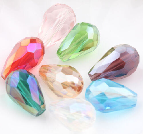 Teardrop Czech Drop Faceted DIY Glass Crystal Loose Spacer Beads Finding Accesso