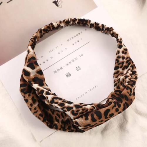 Fabric Leopard Print Headbands Criss Cross Elastic Girls Turban HeadBand LP