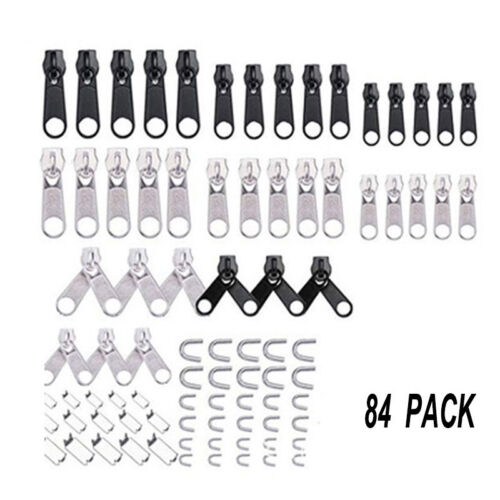 84 Pcs/Set Zip Head Tool Universal Repair Replacement Kits Pieces Zipper Fixer 