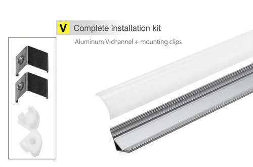 5PACK 3.3ft Aluminum V Channel for flex//hard LED Strip Light Arc-Shape Cover-V02
