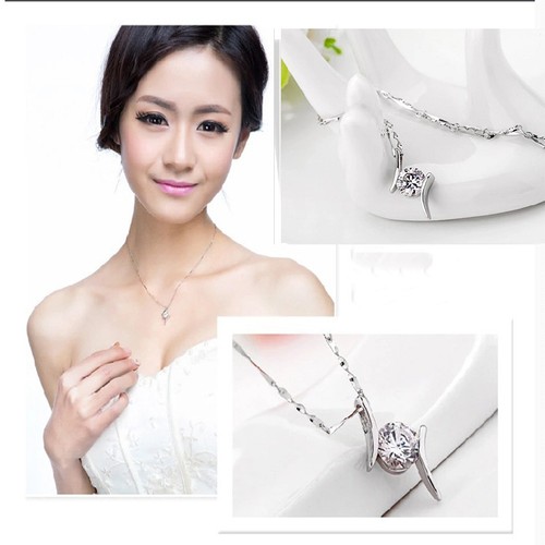 Subtle Women/'s 925 Silver Crystal Rhinestone Pendant Sophisticated Necklace
