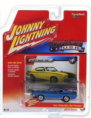 1//64 JOHNNY LIGHTNING MUSCLE SERIES 1 1971 Buick GSX in Blue with Black Graphics