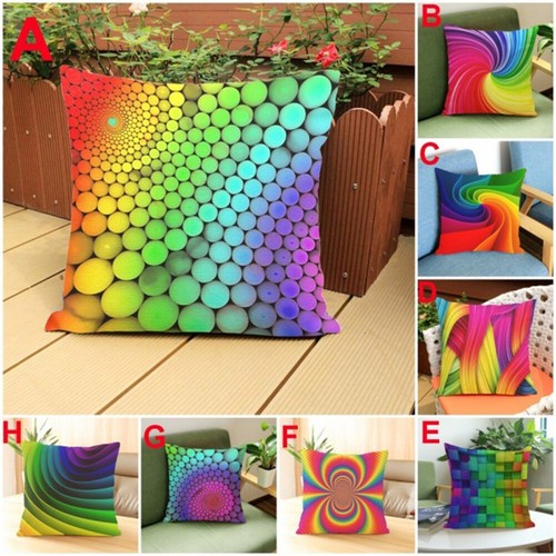 Rainbow Abstract Pattern Throw Pillow Case Cushion Cover Sofa Bed Decor 45x45cm