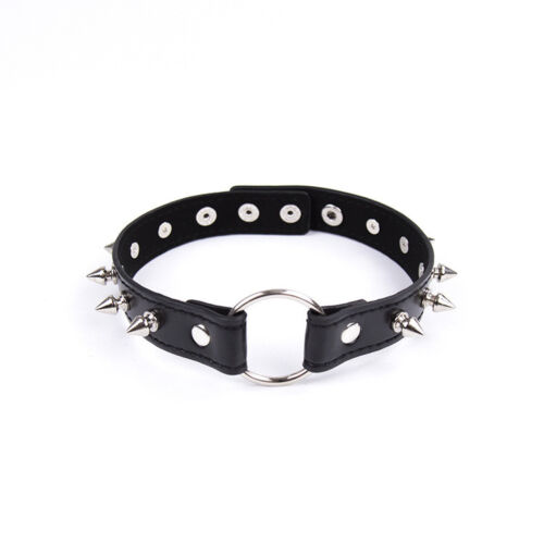 Dungeon Restraint Wear Faux Leather Pendant Punk Necklace Collar Ring Choker 