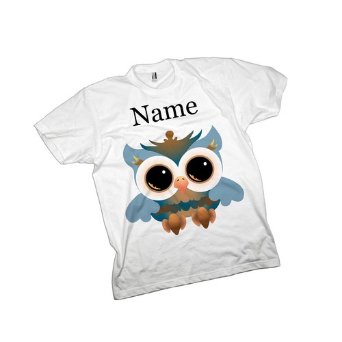 Personalised Cute Owl Print Childs T-Shirt,Named Birthday//Christmas Gift