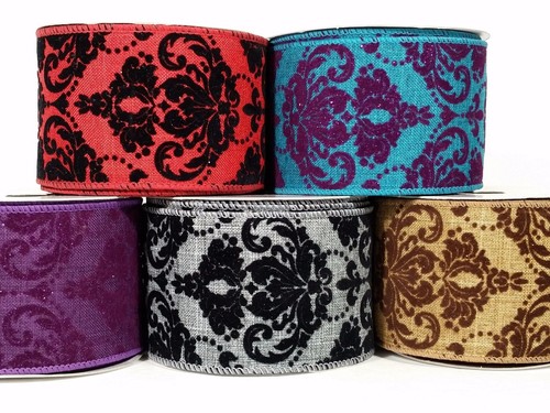 10 Yards 2 1//2/" Canvas Damask Ribbon