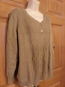 KAREN-SCOTT-WOMENS-PLUS-PULLOVER-SWEATER-BEIGE-HEATHER-V-NECK-NEW-SIZE-0X