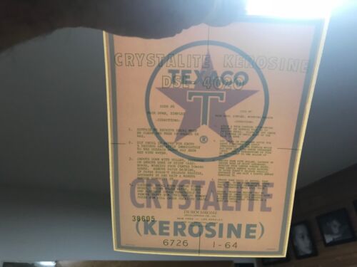 ORIGINAL TEXACO CRYSTALITE KEROSINE DECALS MINT DATED 1964 GREAT COLORS
