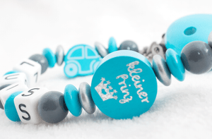 Schnullerkette mit Namen ★ Junge ★ Prinz ★ Babygeschenk ★ Schnullerhalter Holz